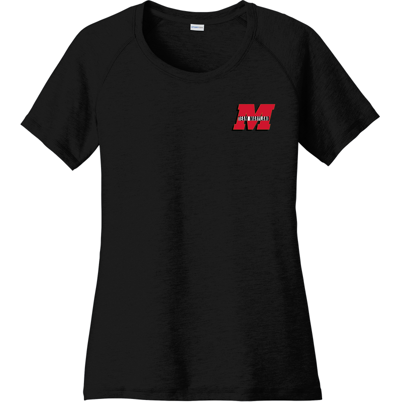 Team Maryland Ladies PosiCharge Tri-Blend Wicking Scoop Neck Raglan Tee