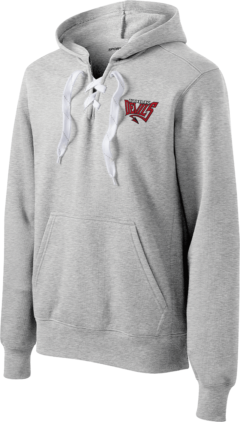 York Devils Lace Up Pullover Hooded Sweatshirt